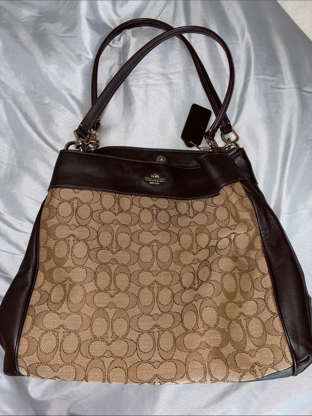 Coach Brown/Tan Signature Canvas Shoulder Bag